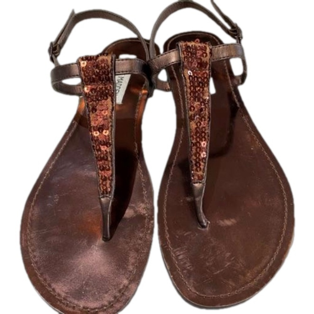 Steve Madden  Bronze Thong Sequin Sandals Size 9.5